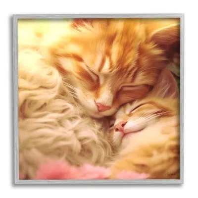 Stupell Industries Sleeping Orange Cats By Roozbeh Single Picture Frame Print On Canvas In Farmhouse Gray Framed Giclee
