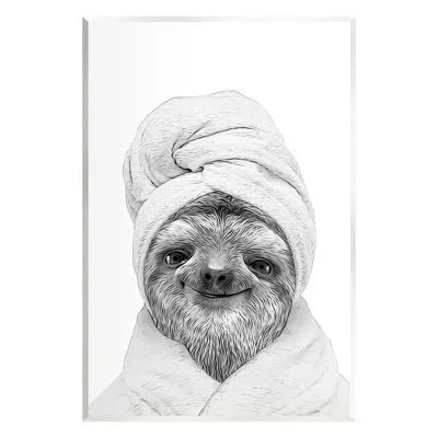 Stupell Industries Sloth In Bathrobe Animal Portrait By Annalisa Latella Graphic Art In Mdf