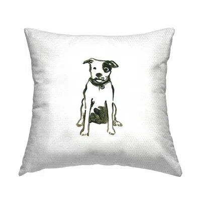 Stupell Industries Smiling Dog Casual Animal Doodle Outdoor Printed Pillow By June Erica Vess In Black
