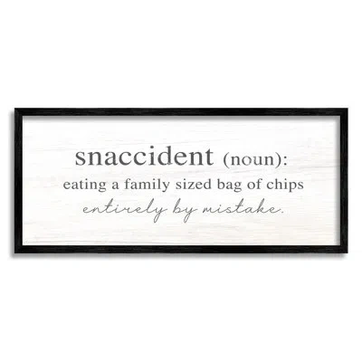 Stupell Industries Snaccident Definition Funny Kitchen Giclee Art By Lil' Rue In Midnight Black Framed Giclee