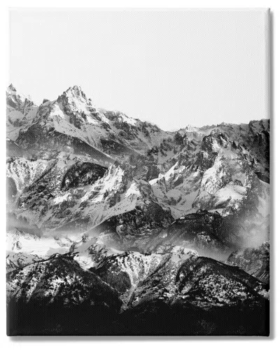 Stupell Industries Snow Cap Mountains High Contrast Black White Landscape Stretched Canvas Wall Art
