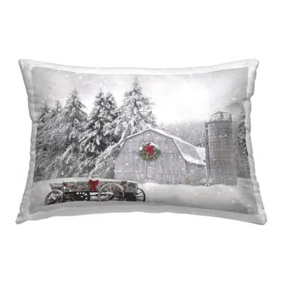 Stupell Industries Snow Covered Farmland Decorative Printed Throw Pillow By Lori Deiter In Gray