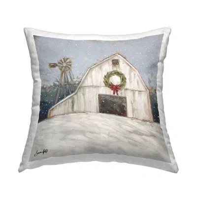 Stupell Industries Snowy Country Barn Holiday Printed Throw Pillow Design By Sara G. Designs