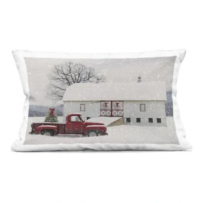 Stupell Industries Snowy Farmhouse On Christmas Decorative Printed Throw Pillow, Design By Lori Deiter In White