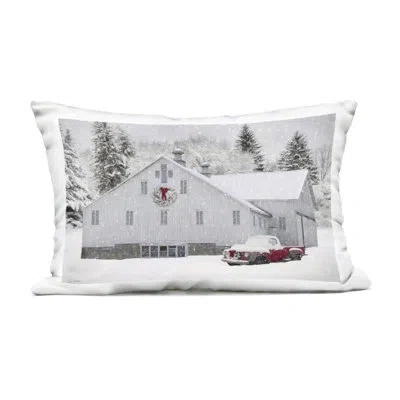 Stupell Industries Snowy Farmhouse On Christmas Outdoor Printed Pillow, Design By Lori Deiter