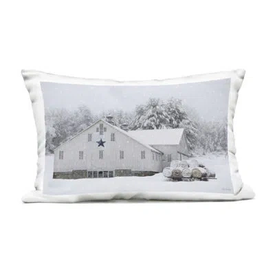 Stupell Industries Snowy Farmhouse On Christmas Outdoor Printed Pillow, Design By Lori Deiter