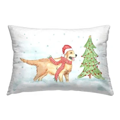 Stupell Industries Snowy Labrador Scene Decorative Printed Throw Pillow Design By Mollie B. In Blue