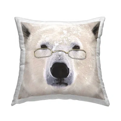 Stupell Industries Snowy Polar Bear Glasses Face Printed Throw Pillow Design By Karen Smith