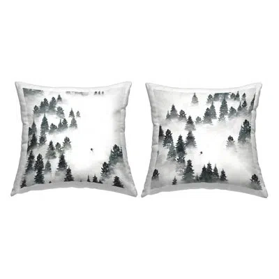 Stupell Industries Snowy Ski Slopes Mountain Pine Trees Printed Throw Pillow Design By Ziwei Li (set Of 2)