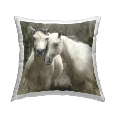 Stupell Industries Snuggling Horses On Farm Decorative Printed Throw Pillow Design By Rhonda Addison In Gray