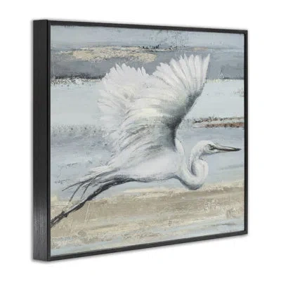 Stupell Industries Soaring Great Egret Giclee Art, Design By Patricia Pinto In Midnight Black Framed Giclee