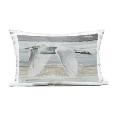 Stupell Industries Soaring Great Egret Outdoor Printed Pillow Design By Patricia Pinto In Blue