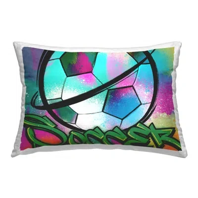 Stupell Industries Soccer Sports Graffiti Decorative Printed Throw Pillow By Marcus Prime In Blue;green;pink;multi-color