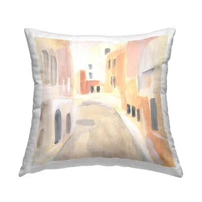 Stupell Industries Soft City Pathway Delicate Coastal European Buildings Decorative Printed Throw Pillow By Annie Warre