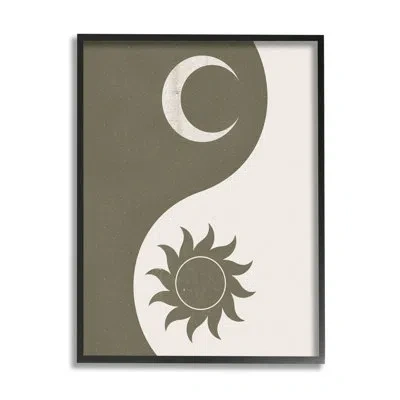 Stupell Industries Solar & Lunar Yin Yang Shape Spiritual Motif By Jj Design House Llc - Floater Frame Graphic Art On C In Midnight Black Framed Giclee