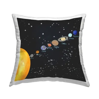 Stupell Industries Solar System Planets Decorative Printed Throw Pillow By Ashley Singleton In Black