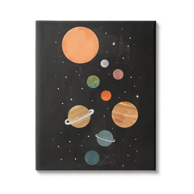 Stupell Industries Solar System Planets Sky Canvas Wall Art By Nina Muis Surface Design In Black;gray;orange