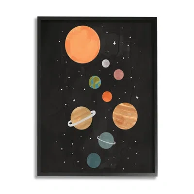 Stupell Industries Solar System Planets Sky Giclee Art By Nina Muis Surface Design In Midnight Black Framed Giclee