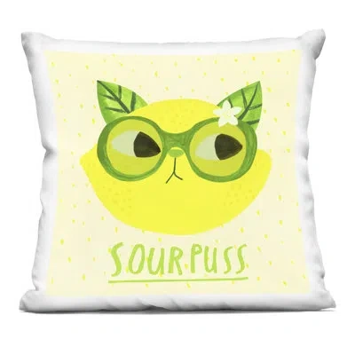 Stupell Industries Sourpuss Lemon Cat Decorative Printed Throw Pillow Design By Angie Rozelaar In Yellow