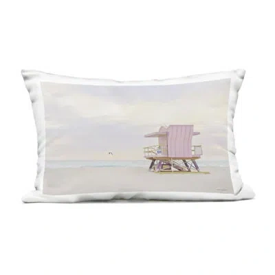 Stupell Industries South Beach Sentry Outdoor Printed Pillow Design By Seven Trees Design In White Beach