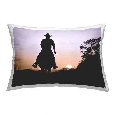 Stupell Industries Southern Cowboy Silhouette Decorative Printed Throw Pillow By Marcus Prime In Black