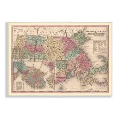 Stupell Industries Southern New England Map Massachusetts Rhode Island Cartography By Daphne Polselli In Wall Plaque