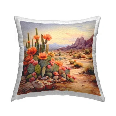 Stupell Industries Southwestern Cactus Bunches Outdoor Printed Pillow By Rb In Tan