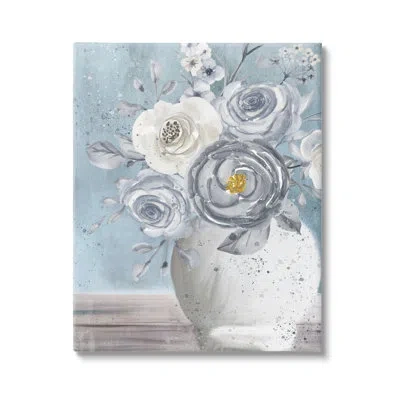 Stupell Industries Speckled Flower Arrangement Vase Varied Full Blooms By Kim Allen - Floater Frame Painting On Canvas In Wrapped Canvas