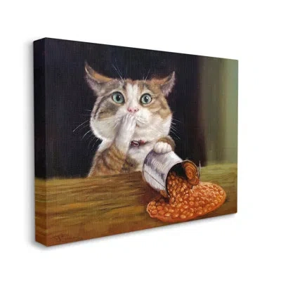 Stupell Industries Spilled The Beans Humorous Cat Kitchen By Lucia Heffernan - Painting In Wrapped Canvas
