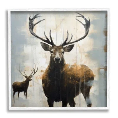 Stupell Industries Spirit Of The Wild Deer Single Picture Frame Print On Canvas In Coastal White Framed Giclee