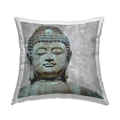 Stupell Industries Spiritual Buddha Religious Symbol Outdoor Printed Pillow By Tom Bray In Gray;teal