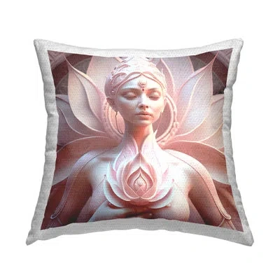 Stupell Industries Spiritual Lotus Woman Statue Outdoor Printed Pillow By Shambhala Light Visionary Art In Pink