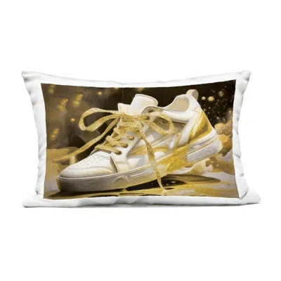 Stupell Industries Splashy Gold Sneaker Outdoor Printed Pillow, Design By Grotto Studios, 14 X 7 X 20
