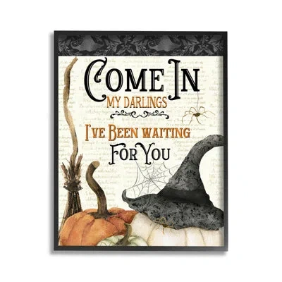 Stupell Industries " Spooky Witch Phrase Single Picture Frame " By Deane Beesley On Canvas In Midnight Black Framed Giclee