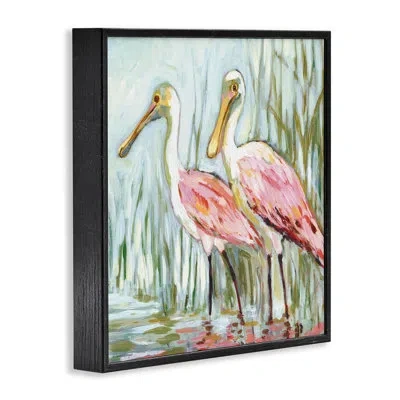 Stupell Industries Spoonbill Birds Pair Framed Giclee Art, Design By Susan Winget In Midnight Black Framed Giclee