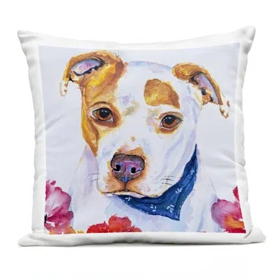 Stupell Industries Spotted Dog Portrait Outdoor Printed Pillow, Design By Tatiana Roberts In Tan