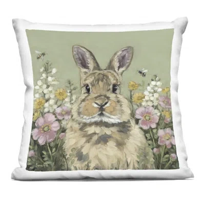 Stupell Industries Spring Abloom Rabbit Decorative Printed Throw Pillow, Design By Sara G. Designs, 18 X 7 X 18 In Green
