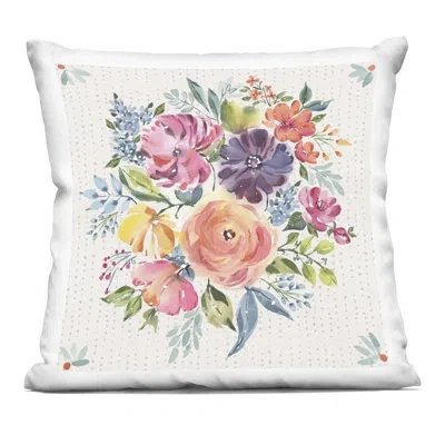 Stupell Industries Spring Bouquet Motif Decorative Printed Throw Pillow, Design By Jenny Faw In Beige