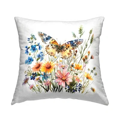 Stupell Industries Spring Butterfly Garden Decorative Printed Throw Pillow By Lsr Design Studio In Yellow