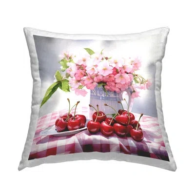Stupell Industries Spring Cherries & Bouquet Decorative Printed Throw Pillow By Rb In Pink