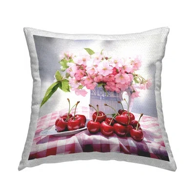 Stupell Industries Spring Cherries & Bouquet Outdoor Printed Pillow By Rb In Pink