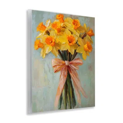 Stupell Industries Spring Daffodils With Ribbon Wall Plaque Art, Design By Franklyn Gregory In Yellow