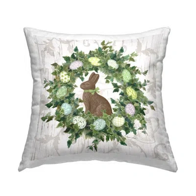 Stupell Industries Spring Easter Egg Wreath Decorative Printed Throw Pillow Design By Annie Lapoint In Green