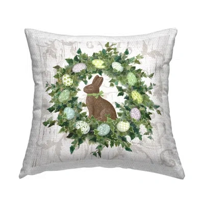 Stupell Industries Spring Easter Egg Wreath Printed Outdoor Throw Pillow Design By Annie Lapoint In Green
