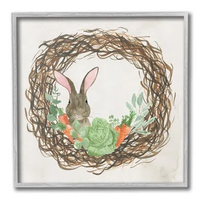 Stupell Industries Spring Easter Wreath Framed Giclee Art By Lucille Price In Farmhouse Gray Framed Giclee