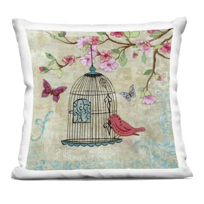 Stupell Industries Spring Fling Bird Scene Decorative Printed Throw Pillow Design By Janet Tava In Pink
