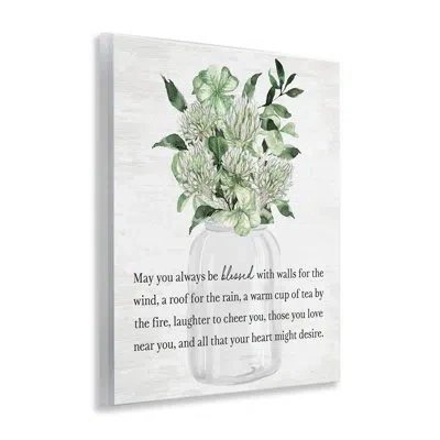 Stupell Industries Spring Floral Blessing Wall Plaque Art By Lettered And Lined In Green