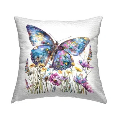 Stupell Industries Spring Garden Butterfly Outdoor Printed Pillow By Lsr Design Studio In Blue
