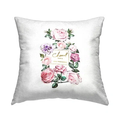 Stupell Industries Spring Garden Rose Florals Glam Perfume Bottle Outdoor Printed Pillow By Amanda Greenwood In Beige