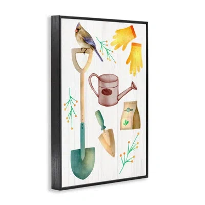 Stupell Industries Spring Gardening Tools Framed Giclee Art, Design By Lil' Rue In Midnight Black Framed Giclee